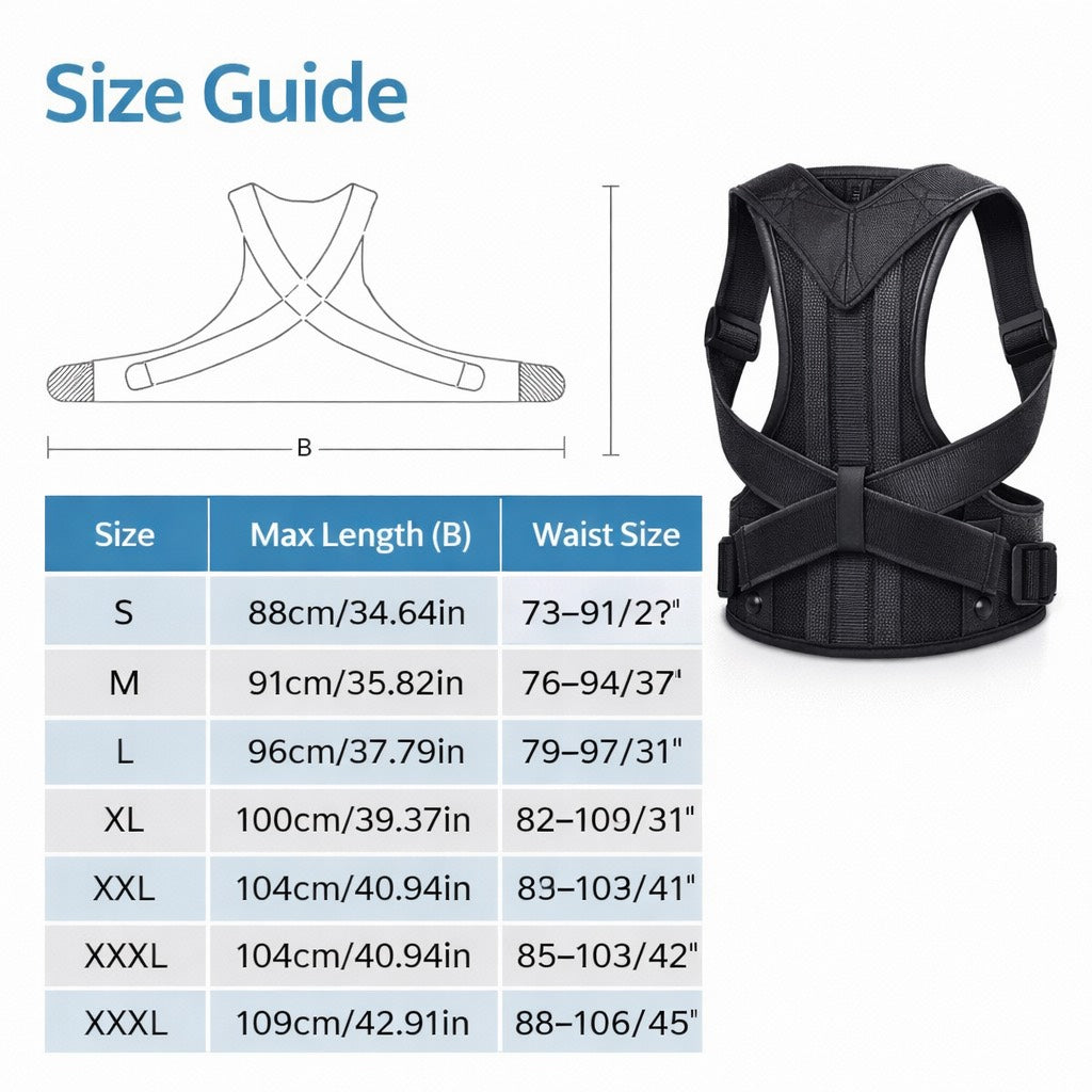 Achieve Posture with Adjustable, Breathable Polyester Posture Corrector - Universal Fit for Pain Rel