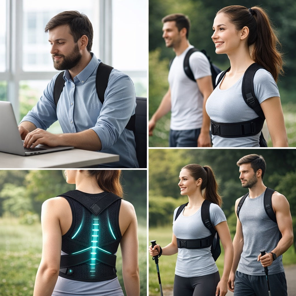 Achieve Posture with Adjustable, Breathable Polyester Posture Corrector - Universal Fit for Pain Rel