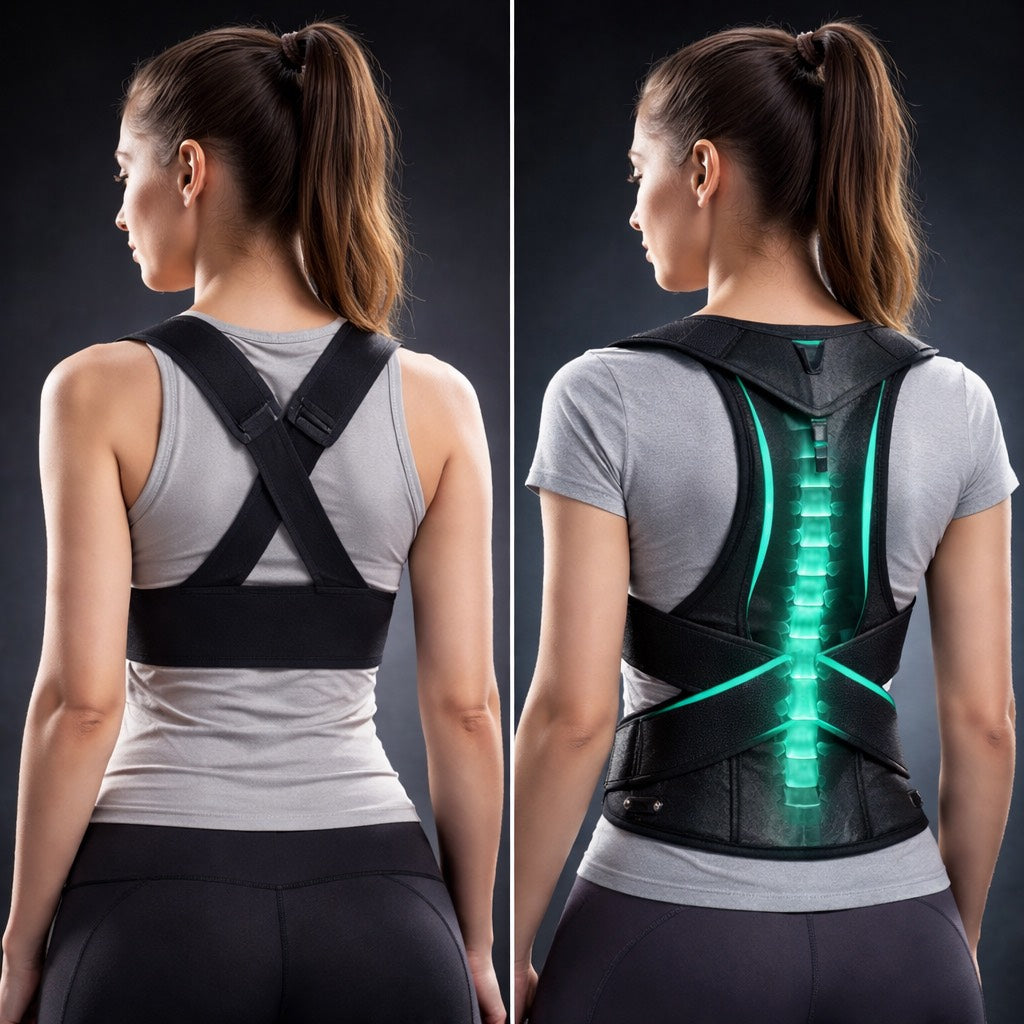Achieve Posture with Adjustable, Breathable Polyester Posture Corrector - Universal Fit for Pain Rel