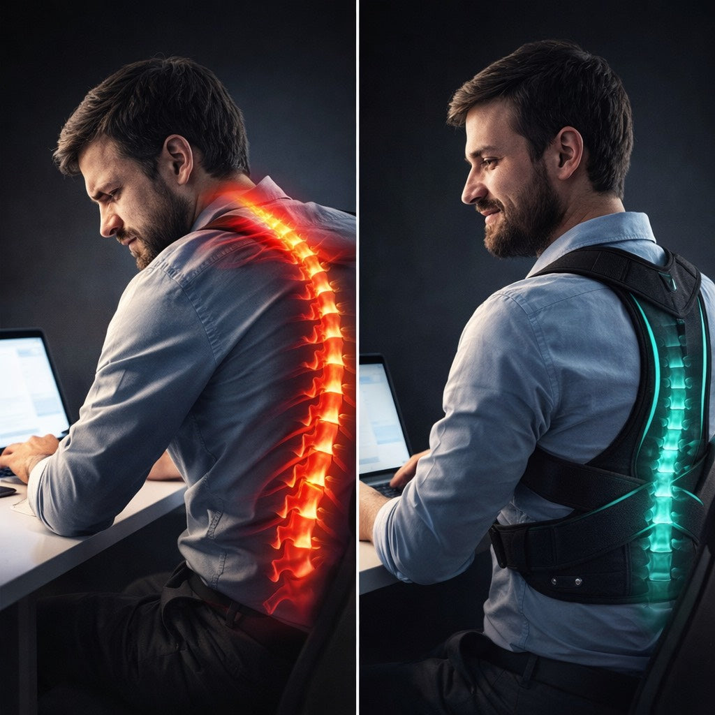 Achieve Posture with Adjustable, Breathable Polyester Posture Corrector - Universal Fit for Pain Rel